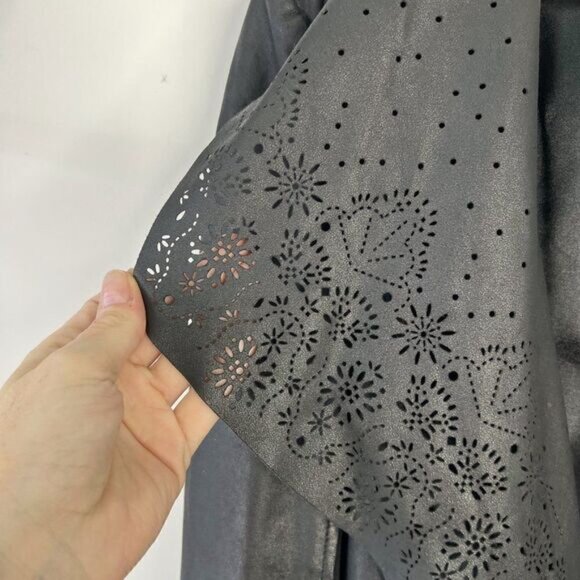 SAS Sportswear Black Genuine Leather Open Front Jacket - Picture 4 of 6